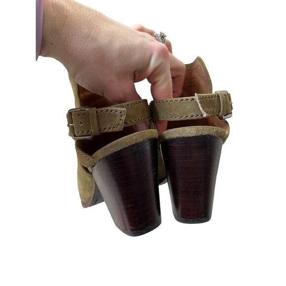 Frye Dani Shield Sling Back Booties Size 7M Green Suede - Picture 5 of 13